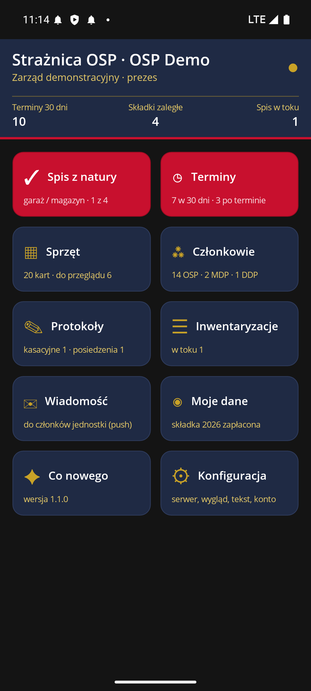 Tryb ciemny: ten sam ekran główny